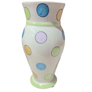 Cute polka dot 8 inch ceramic vase